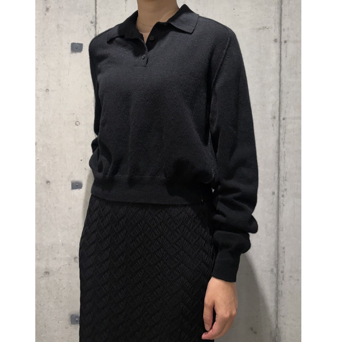 24AWWL／CA COLLAR Pulloverショート丈ニットポロシャツ