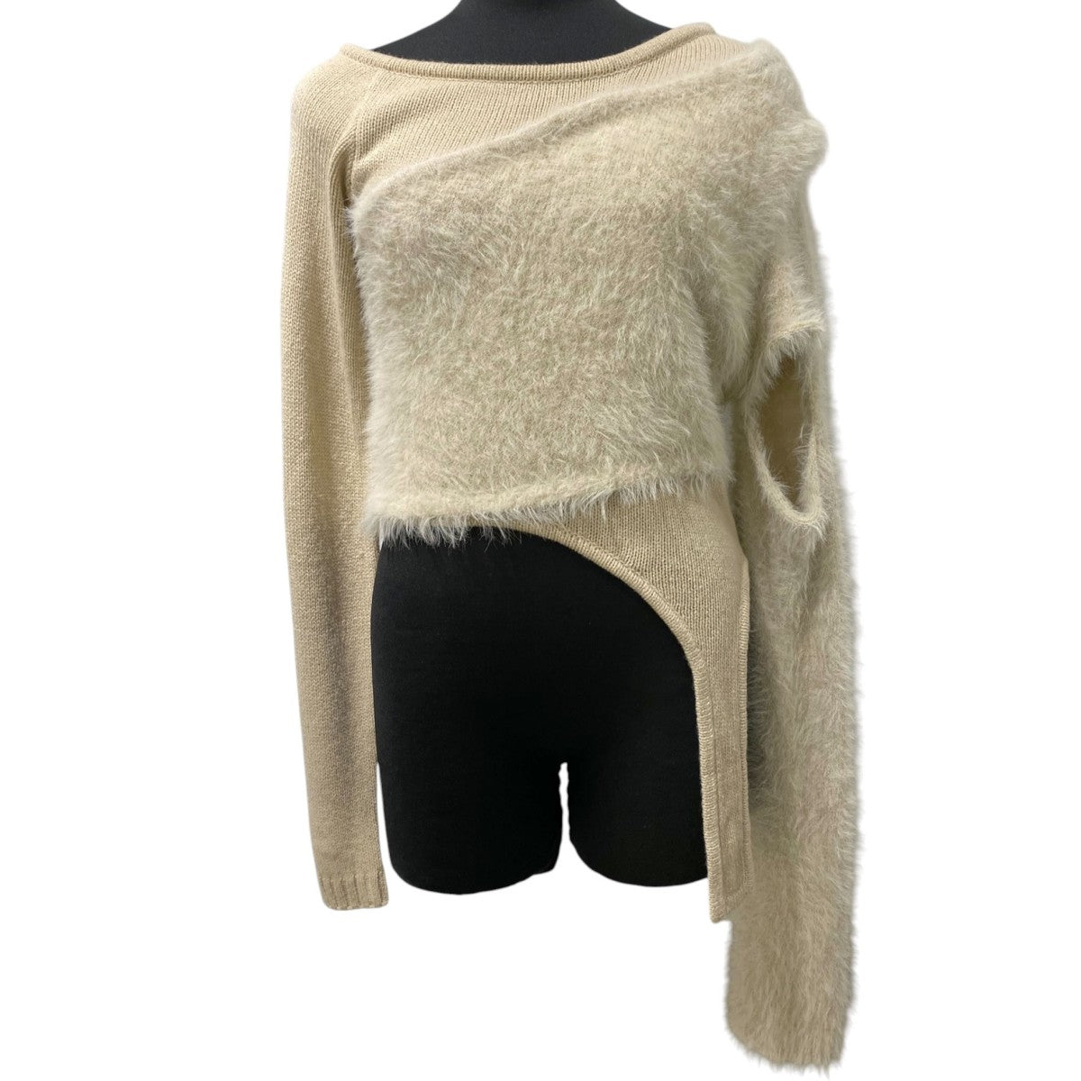 VIAVANDA 25AWDOCKING KNIT TOPドッキングアシンメトリーニットトップス 古着・中古-1枚目のアイテム画像