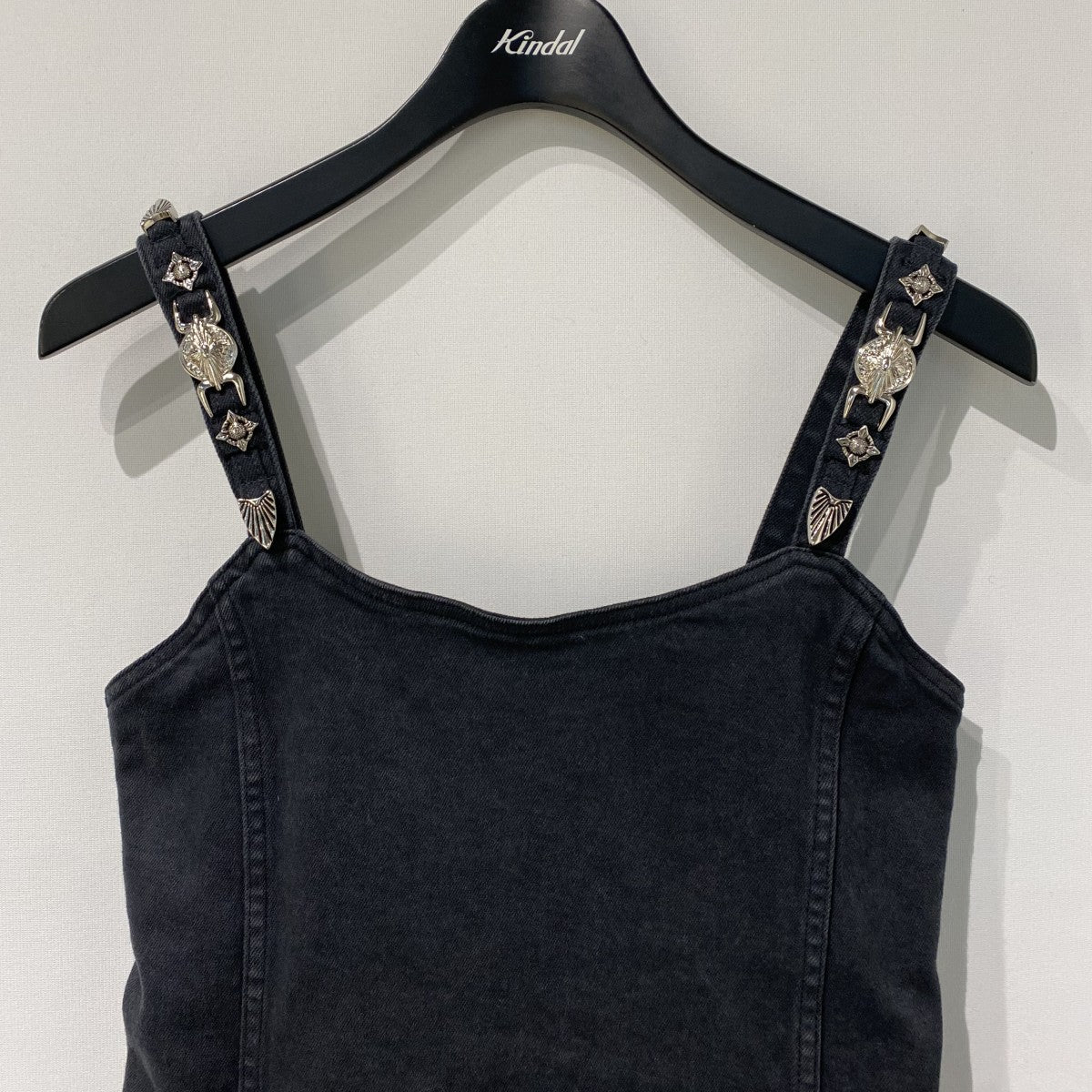 TOGA TOO 25SSDenim bustier Vintageヴィンテージ加工ストレッチバックZIPデニムビスチェミニワンピース 古着・中古-4枚目のアイテム画像