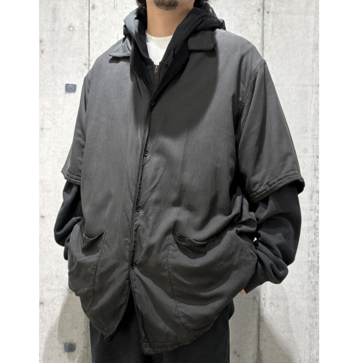 COMOLI 26SSシルクパイル リバーシブル半袖シャツ 古着・中古-2枚目のアイテム画像