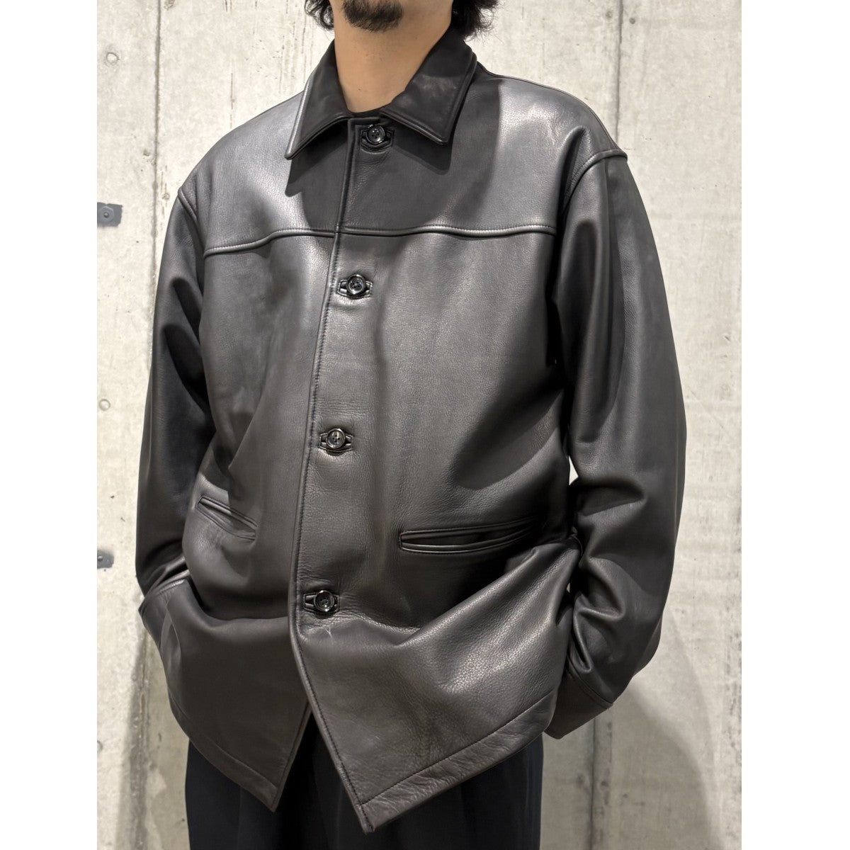 OVY 063 Waterproof Calf Leather Car Coat防水カーフレザーカーコート 古着・中古-2枚目のアイテム画像
