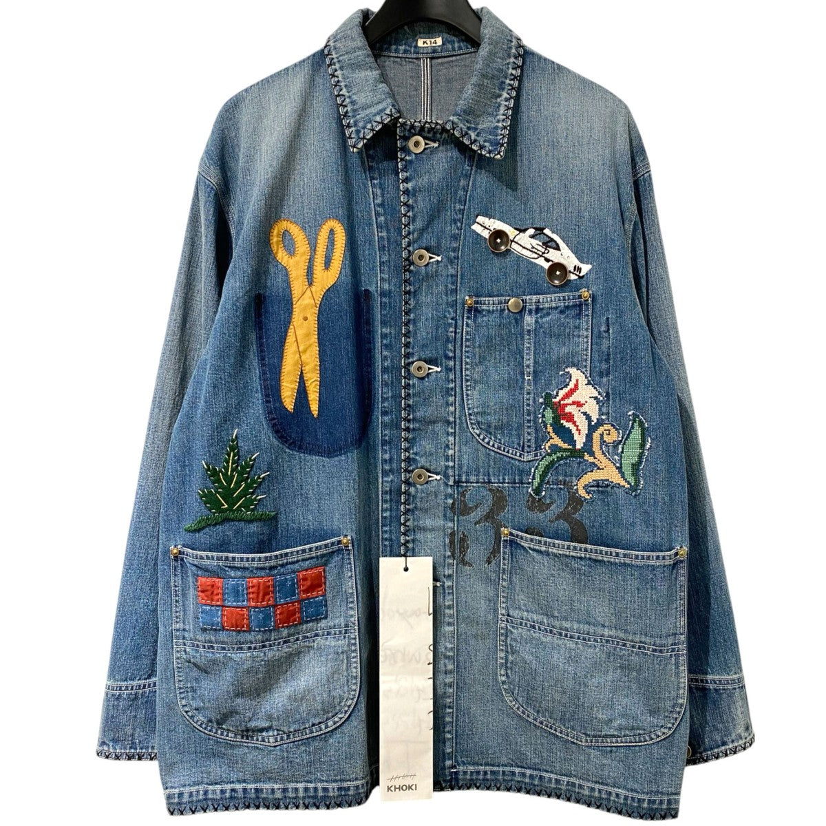 KHOKI 26SSHAND-EMBROIDERED DENIM COVERALLハンドメイド刺繍デニムカバーオール 古着・中古-1枚目のアイテム画像