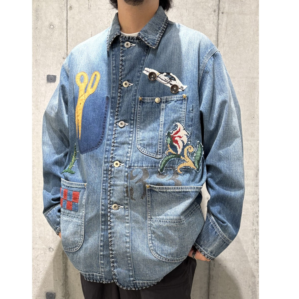 KHOKI 26SSHAND-EMBROIDERED DENIM COVERALLハンドメイド刺繍デニムカバーオール 古着・中古-2枚目のアイテム画像
