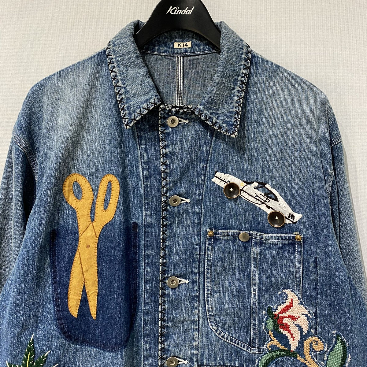 KHOKI 26SSHAND-EMBROIDERED DENIM COVERALLハンドメイド刺繍デニムカバーオール 古着・中古-4枚目のアイテム画像
