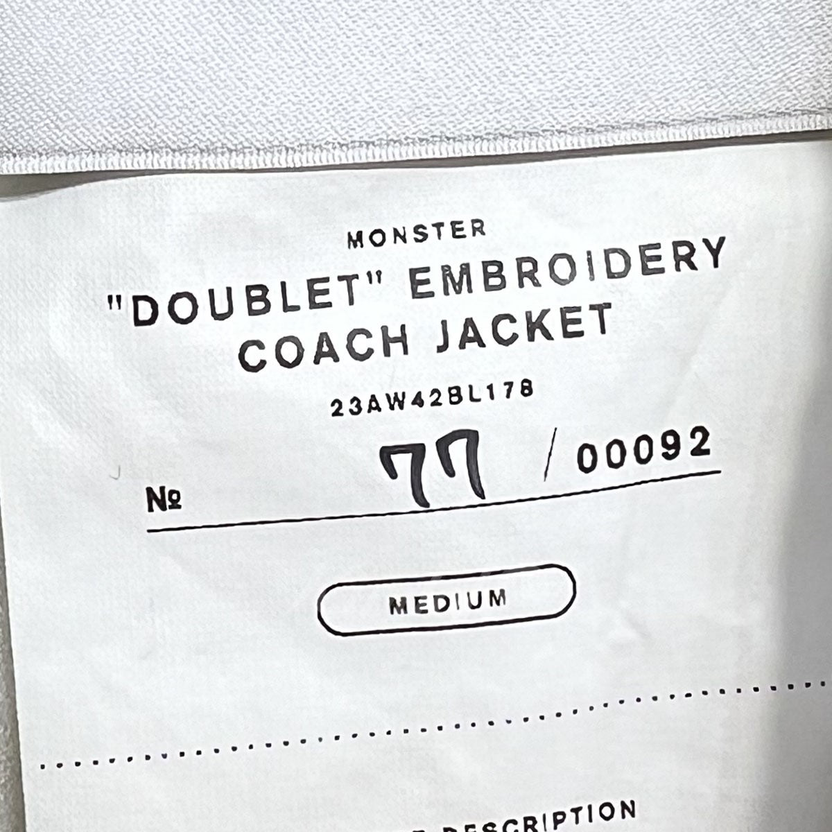 doublet(ダブレット) 2023AW DOUBLE EMBROIDERY COACH JACKET
