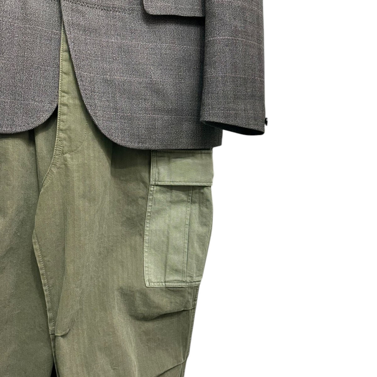 JUNYA WATANABE MAN 24AWヘリンボーン テーラードドッキングコートWN-C010 古着・中古-4枚目のアイテム画像