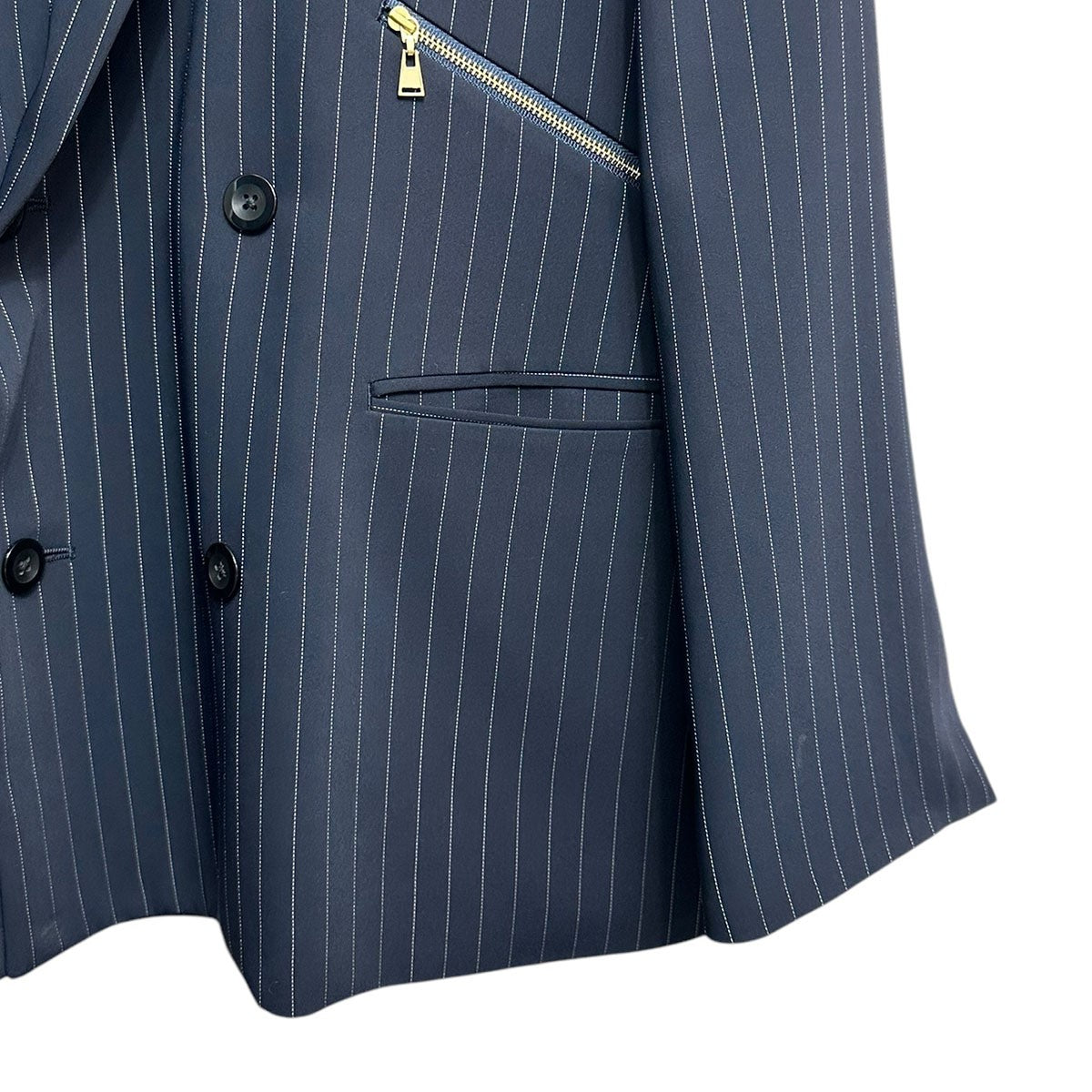 CULLNI 24AWStripe Double Satin Zip Pocket Tailored Jacketストライプダブルサテンジップポケットテイラードジャケット24-AW-028ST 古着・中古-4枚目のアイテム画像
