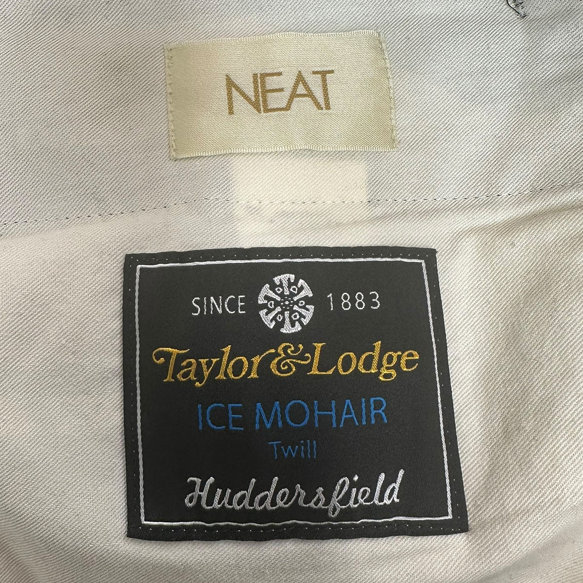 NEAT NEAT HOUSEセミオーダー品 Taylor ＆ Lodge生地ICE MOHAIR TWILL 2タックトラウザーウールモヘヤパンツ 古着・中古-6枚目のアイテム画像