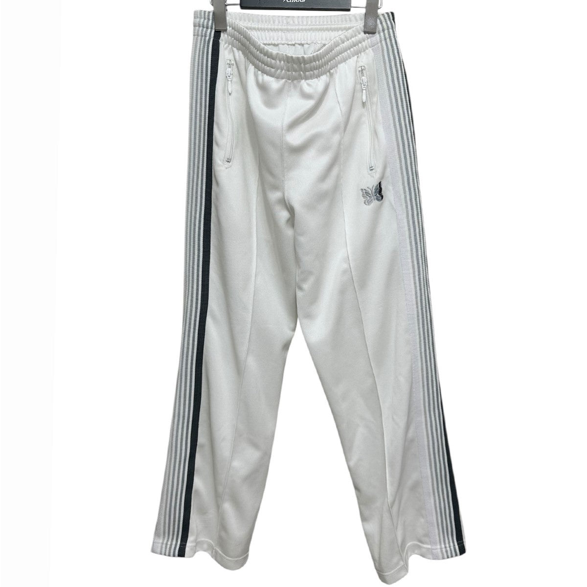 NEEDLES ニードルズ トラックパンツ ブラック ホワイト ダメージあり Needles ニードルズ Track Pant Poly-Smooth トラックパンツ