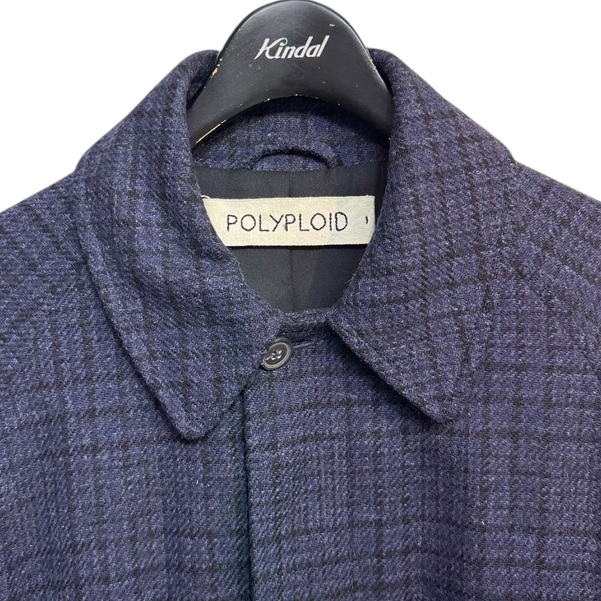 POLYPLOID(ポリプロイド) LONG COAT Bチェックステンカラーコート01-B
