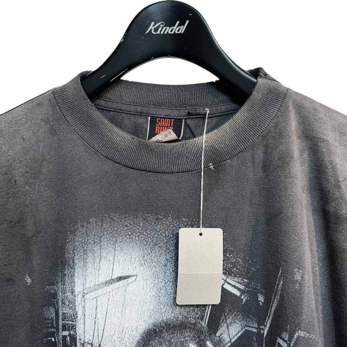 SAINT MICHAEL 25AWGS SS TEE／惨家-zangeエイジング加工プリントTシャツSM-HR1-0000-C25 古着・中古-3枚目のアイテム画像