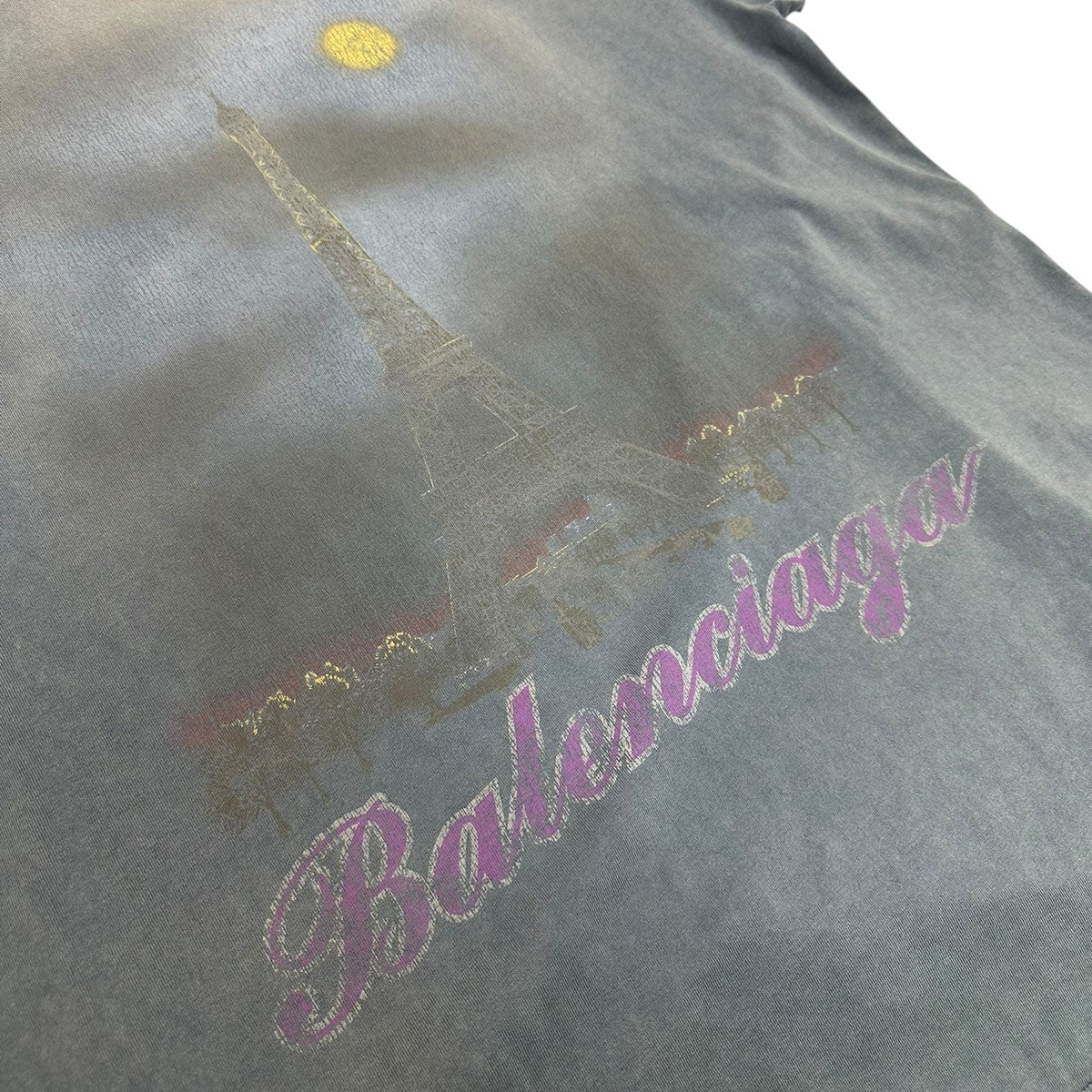 24SSParis Moon Oversized Tee Vintageヴィンテージ加工プリントTシャツ739028TQV01