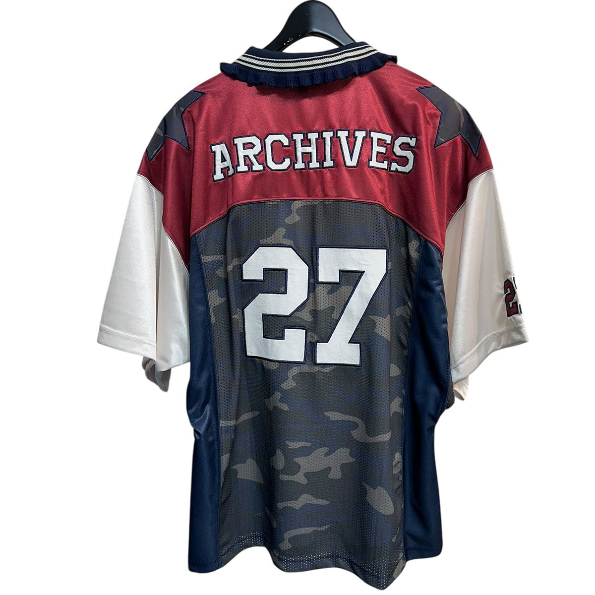 2000 Archives TOUCHDOWN COLLAR FOOTBALL SHIRTフリルエッジストライプカラーフットボールシャツ