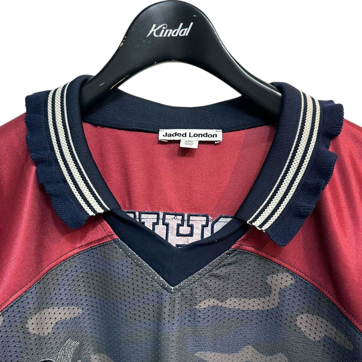 2000 Archives TOUCHDOWN COLLAR FOOTBALL SHIRTフリルエッジストライプカラーフットボールシャツ