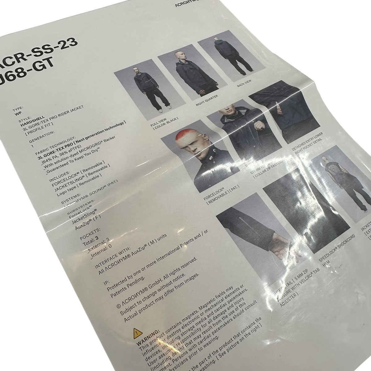 ACRONYM 3L Gore-Tex Pro Rider JacketゴアテックスライダースジャケットJ68-GT 古着・中古-8枚目のアイテム画像