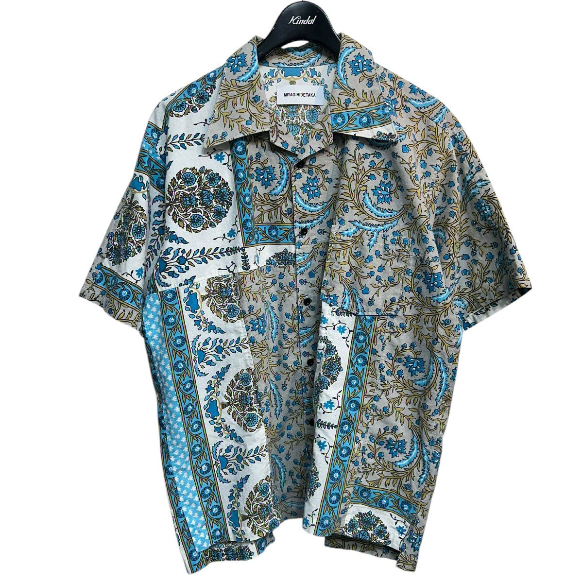 MIYAGI HIDETAKA バンダナ　半袖シャツ MIYAGIHIDETAKA(ミヤギヒデタカ) バンダナ柄半袖シャツ ブルー×グレー