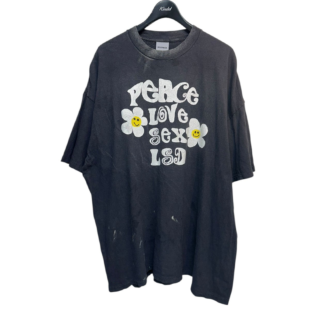 READYMADE SS T-SHIRT PEACEヴィンテージ加工プリントTシャツRE-CO-BK-00-00-280 古着・中古-1枚目のアイテム画像