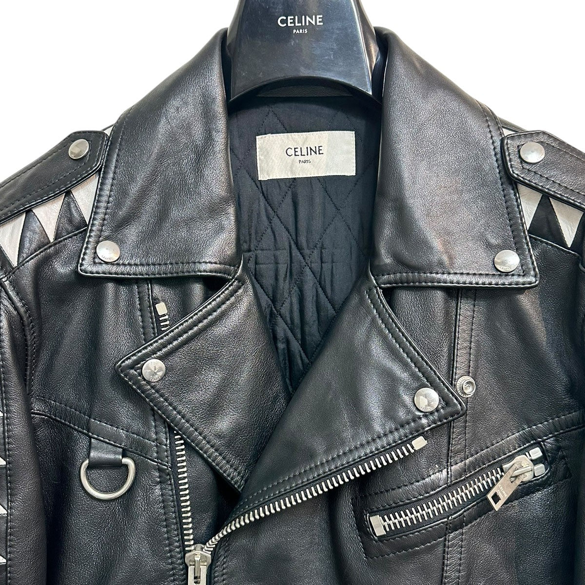 CELINE(セリーヌ) 22SSOversized Biker Jacketレザーライダース