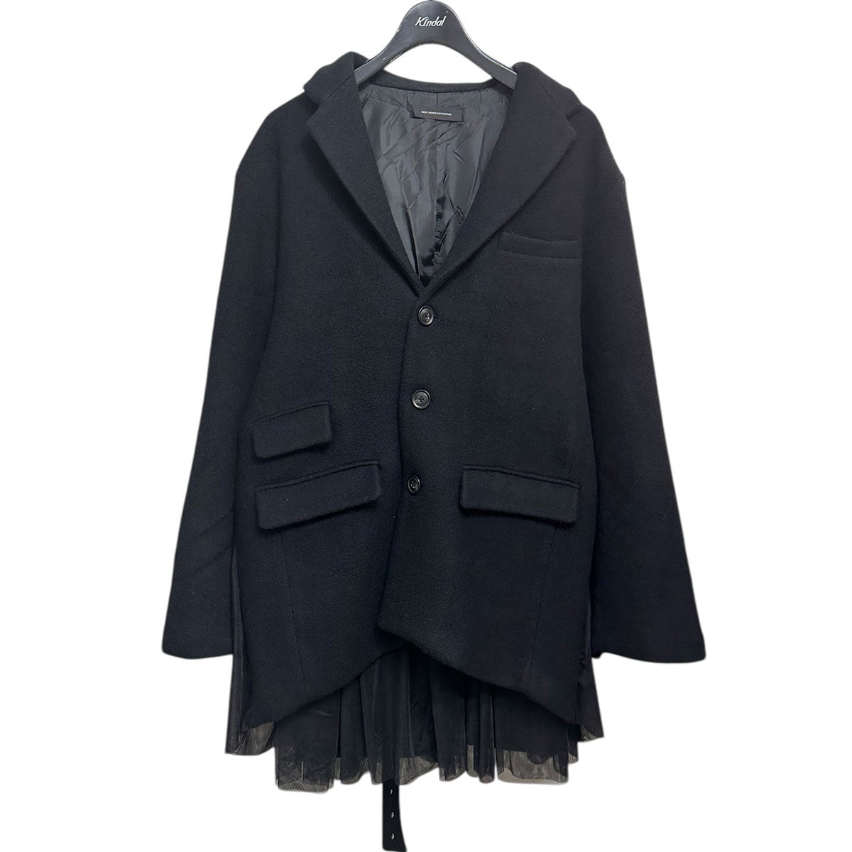 25AWWool×Sheer Over Jacketウール×シアー異素材ミックスオーバージャケットN25-101-BLK