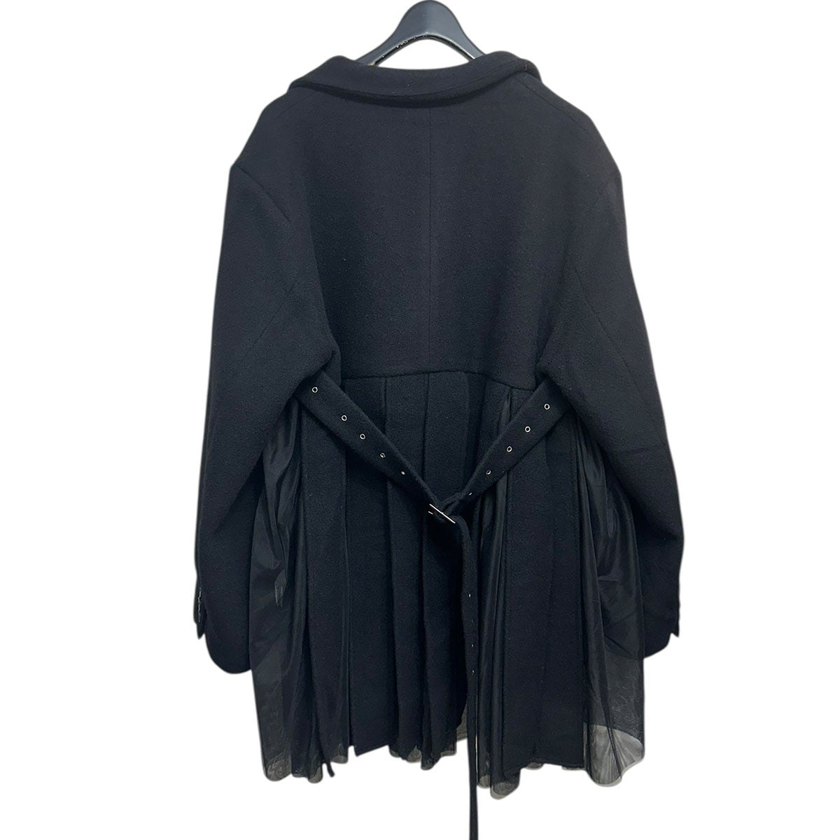 25AWWool×Sheer Over Jacketウール×シアー異素材ミックスオーバージャケットN25-101-BLK