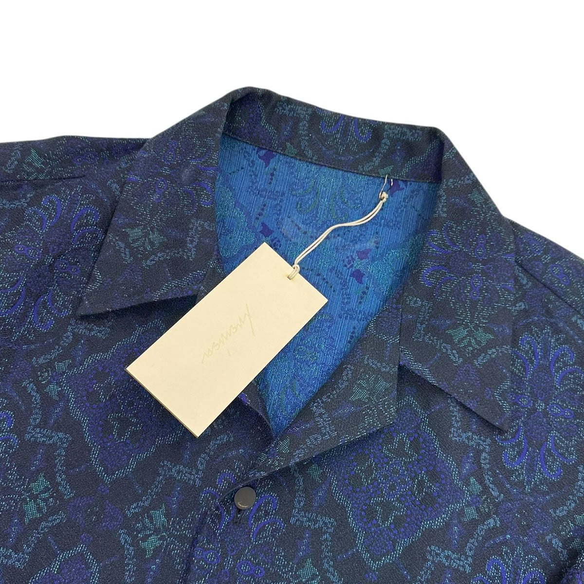IRENISA OPEN COLLAR SHORT SLEEVED SHIRT - Navy Jacquardジャガードオープンカラー半袖シャツIH-23SS-B013-MN 古着・中古-3枚目のアイテム画像