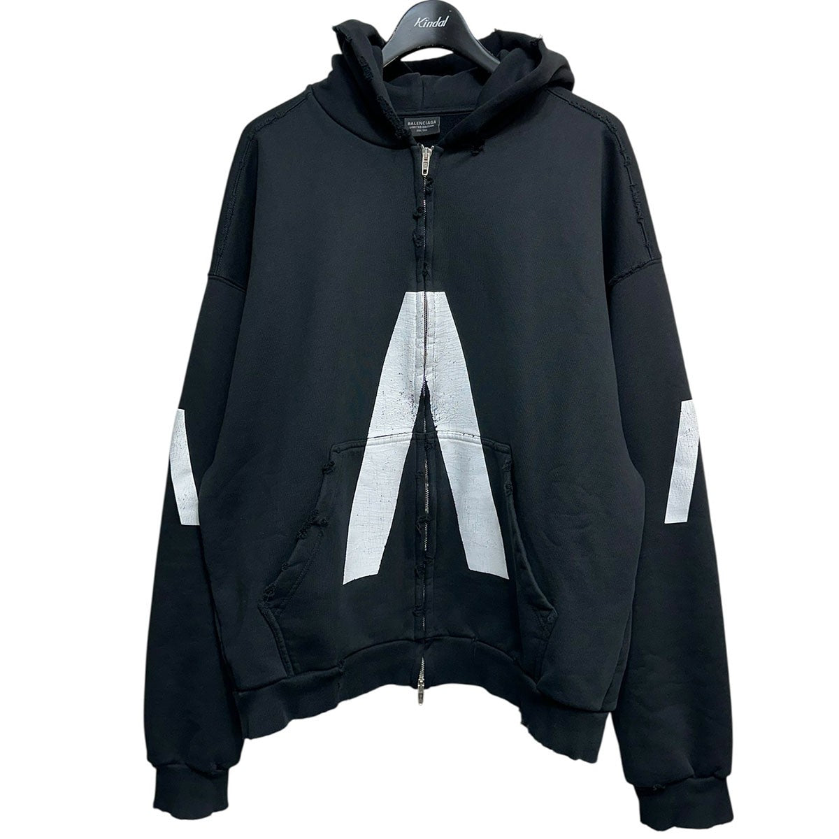 BALENCIAGA 24SSミュージックアーカイブシリーズダメージ加工ジップアップスウェットパーカー744457 TQVA6 古着・中古-1枚目のアイテム画像