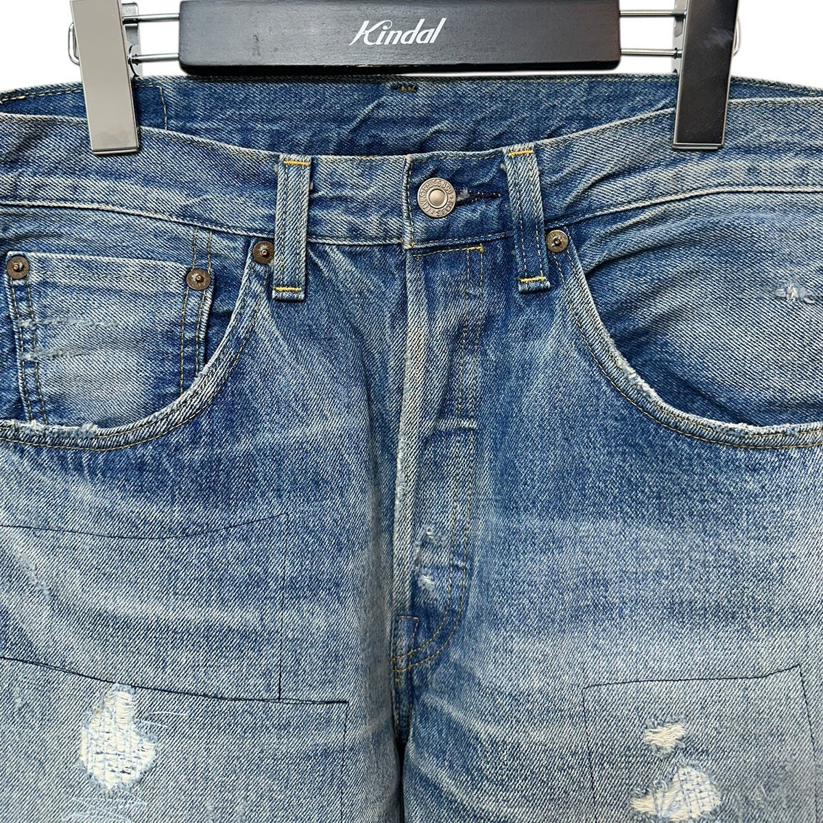 LEVI’S VINTAGE CLOTHING 1955年モデル復刻 501XX デニムパンツ クラッシュリペアード仕様50155-0077 古着・中古-3枚目のアイテム画像