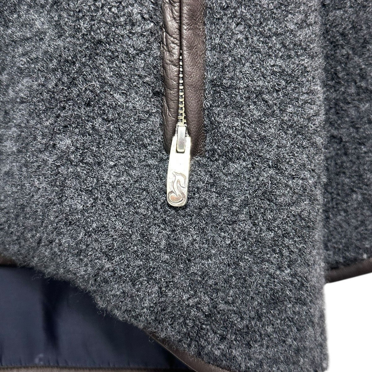 25AWCASHMERE ZIP UP HOOD JACKET W ／ LEATHER PIPING (ENTREFINO)レザーパイピングカシミヤジップアップフードジャケット