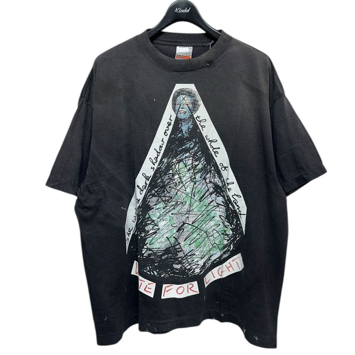 SAINT MICHAEL 26SSJR_SS T-SHIRT／VOTE F LIGHTビンテージ加工プリントTシャツSM-MK8-0000-C01 古着・中古-1枚目のアイテム画像