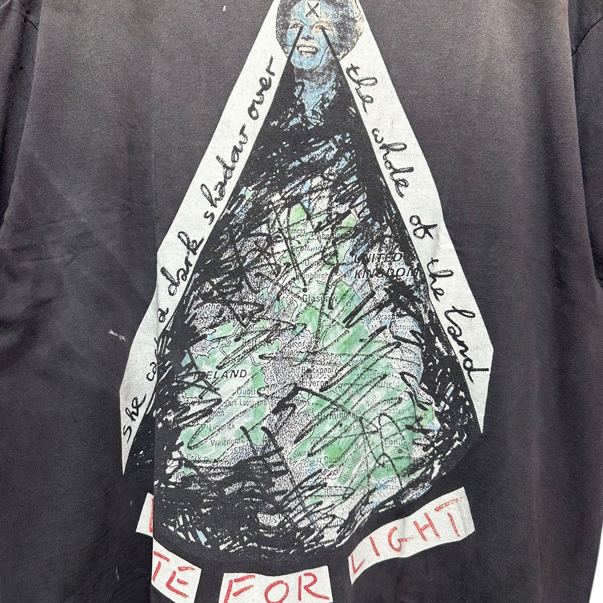 SAINT MICHAEL 26SSJR_SS T-SHIRT／VOTE F LIGHTビンテージ加工プリントTシャツSM-MK8-0000-C01 古着・中古-4枚目のアイテム画像
