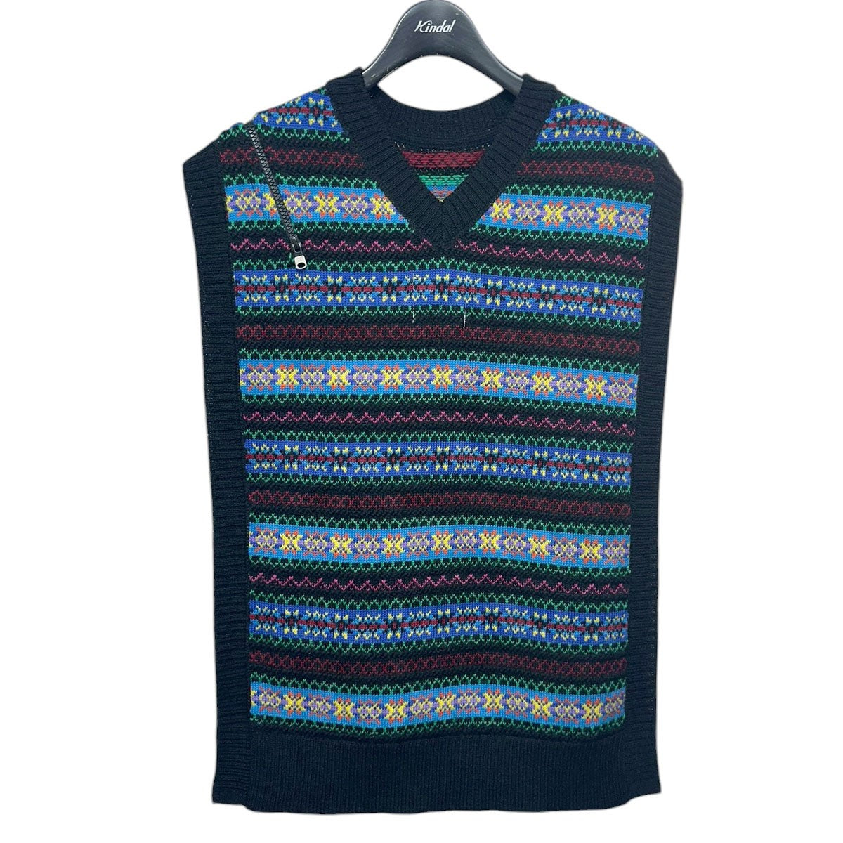 22AWNordic Zip Knit Vestノルディック柄ジップデザインサイドオープンニットベストsk.0005AW22