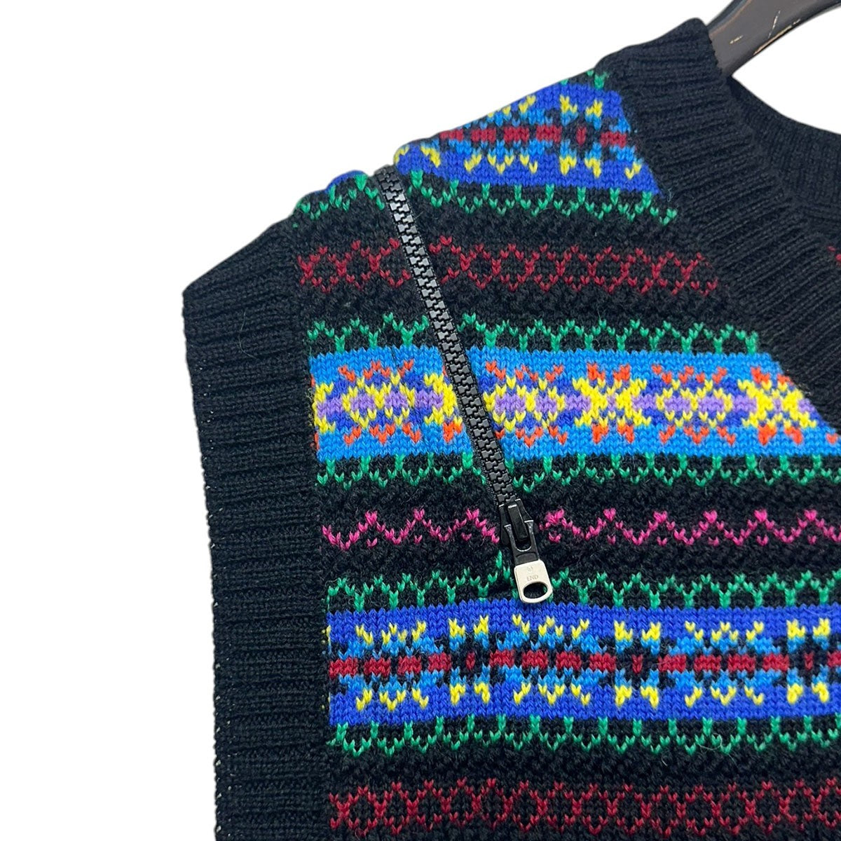 22AWNordic Zip Knit Vestノルディック柄ジップデザインサイドオープンニットベストsk.0005AW22