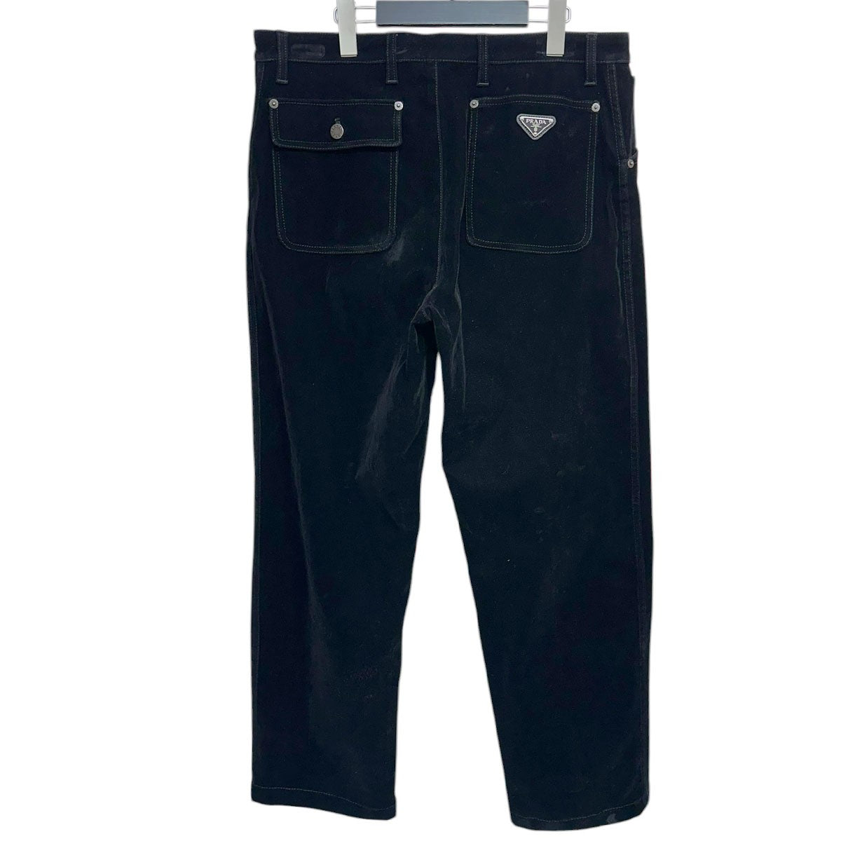 PRADA 24SSBlack Velvet Denim Pantトライアングルロゴ ベルベット ジーンズGEP403 古着・中古-2枚目のアイテム画像