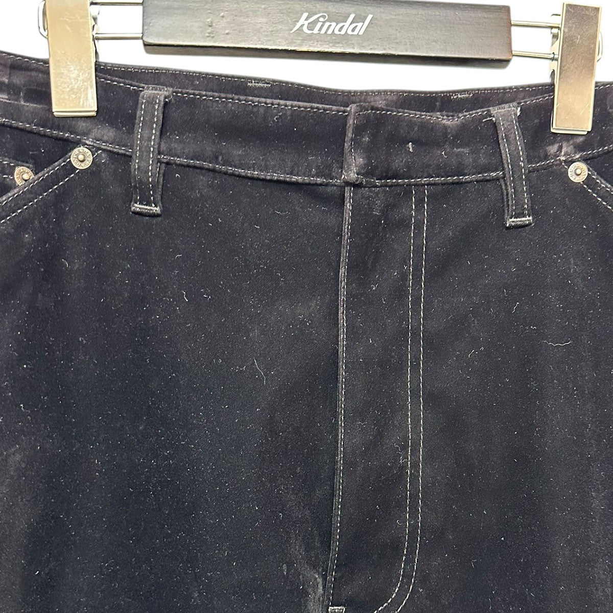 PRADA 24SSBlack Velvet Denim Pantトライアングルロゴ ベルベット ジーンズGEP403 古着・中古-3枚目のアイテム画像