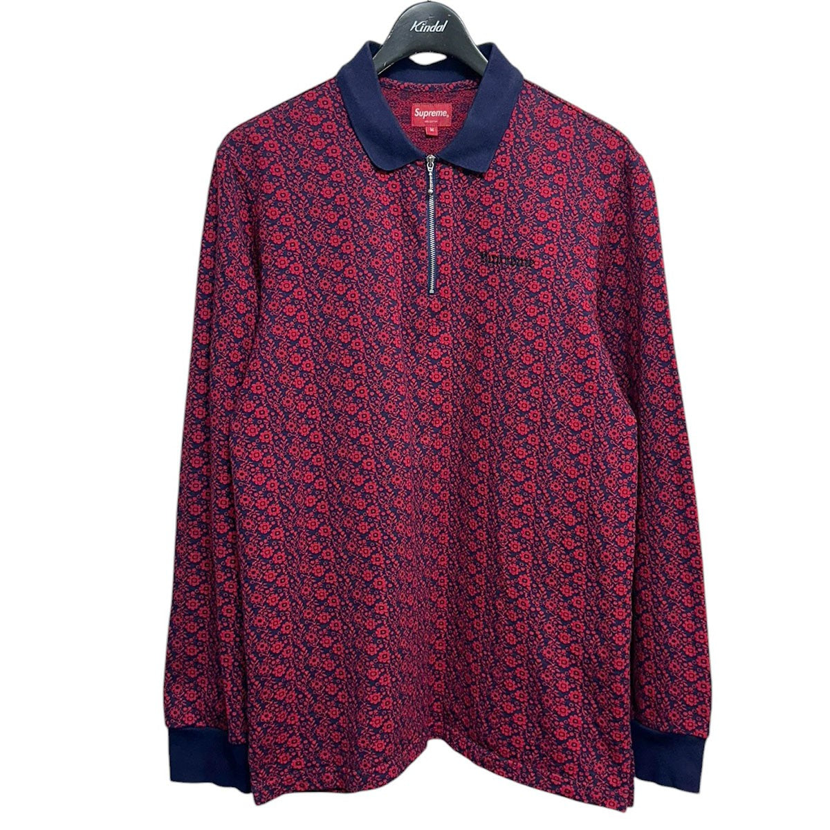 Supreme 18AWFloral Jacquard Zip L／S Poloフローラルジャガードジップロングスリーブポロシャツ 古着・中古-1枚目のアイテム画像
