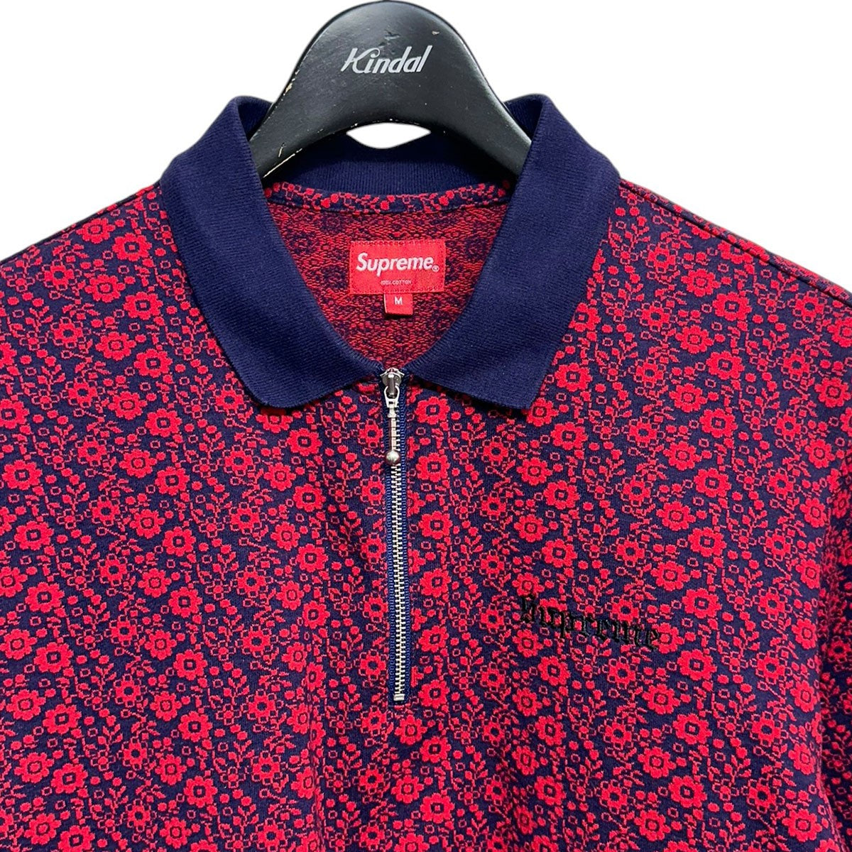 Supreme 18AWFloral Jacquard Zip L／S Poloフローラルジャガードジップロングスリーブポロシャツ 古着・中古-3枚目のアイテム画像