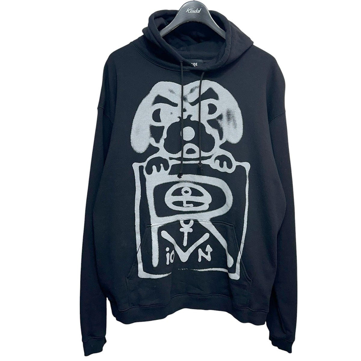 WILDSIDE yohji yamamoto CHITO HoodieダブルネームドッグモチーフプリントプルオーバーフーディーSL-T17-004 古着・中古-1枚目のアイテム画像