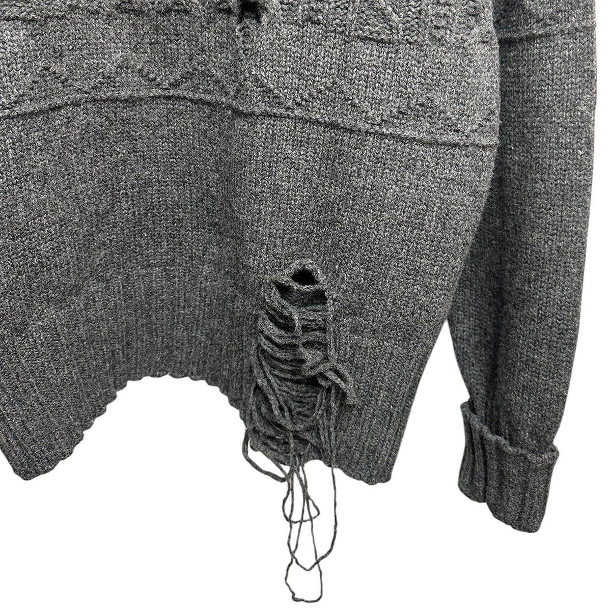 Maison Margiela 18AWデストロイ加工 アラン ケーブル ニット セーターS50GP0108 古着・中古-4枚目のアイテム画像
