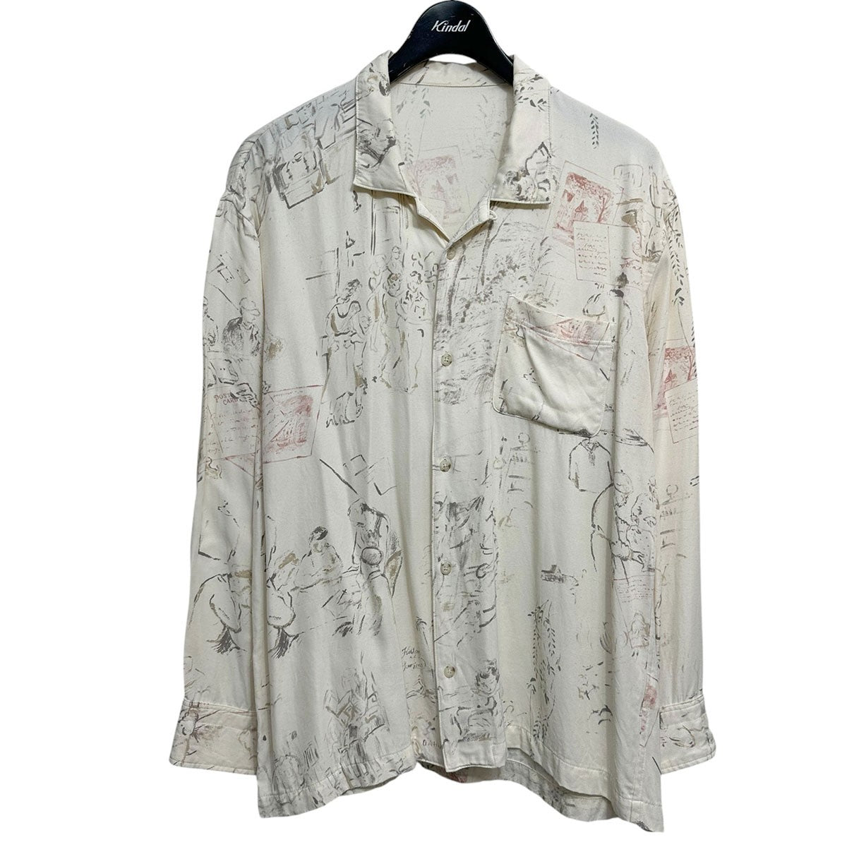 Porter Classic SKETCH BOOK SHIRTプリントレーヨンシャツ 古着・中古-1枚目のアイテム画像