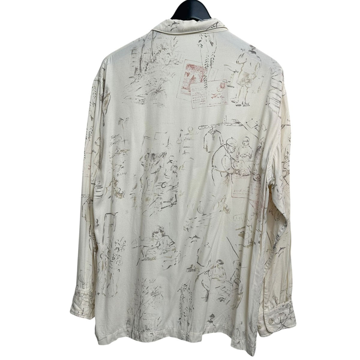 Porter Classic SKETCH BOOK SHIRTプリントレーヨンシャツ 古着・中古-2枚目のアイテム画像