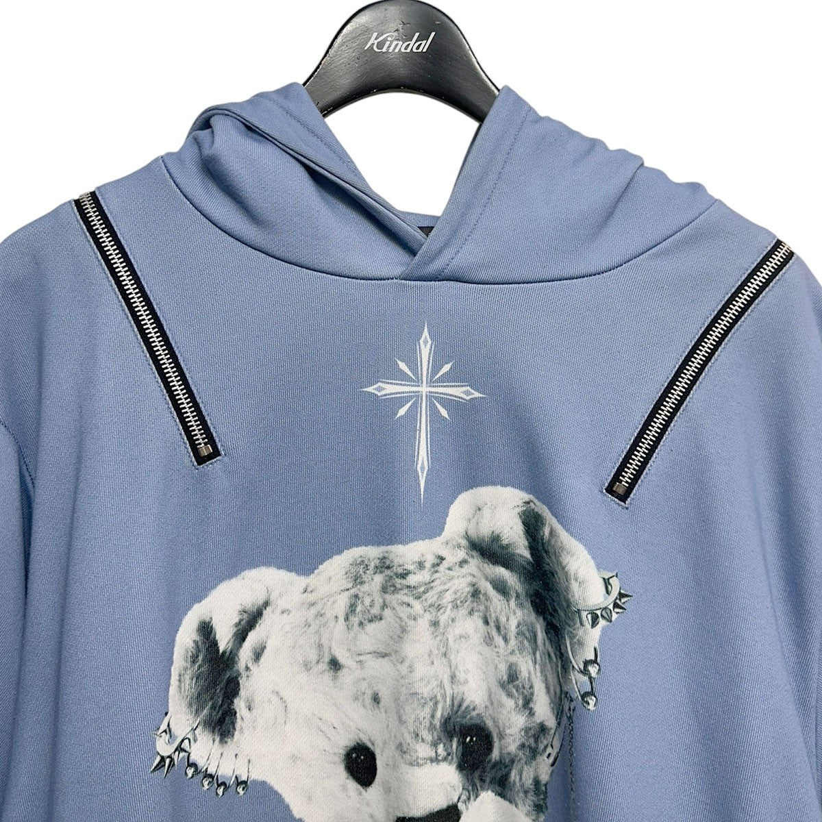 TRAVAS TOKYO Punkish bear shoulder zip H／S hoodieパンキッシュベアショルダージップハーフスリーブフーディーTR22-E09 古着・中古-3枚目のアイテム画像
