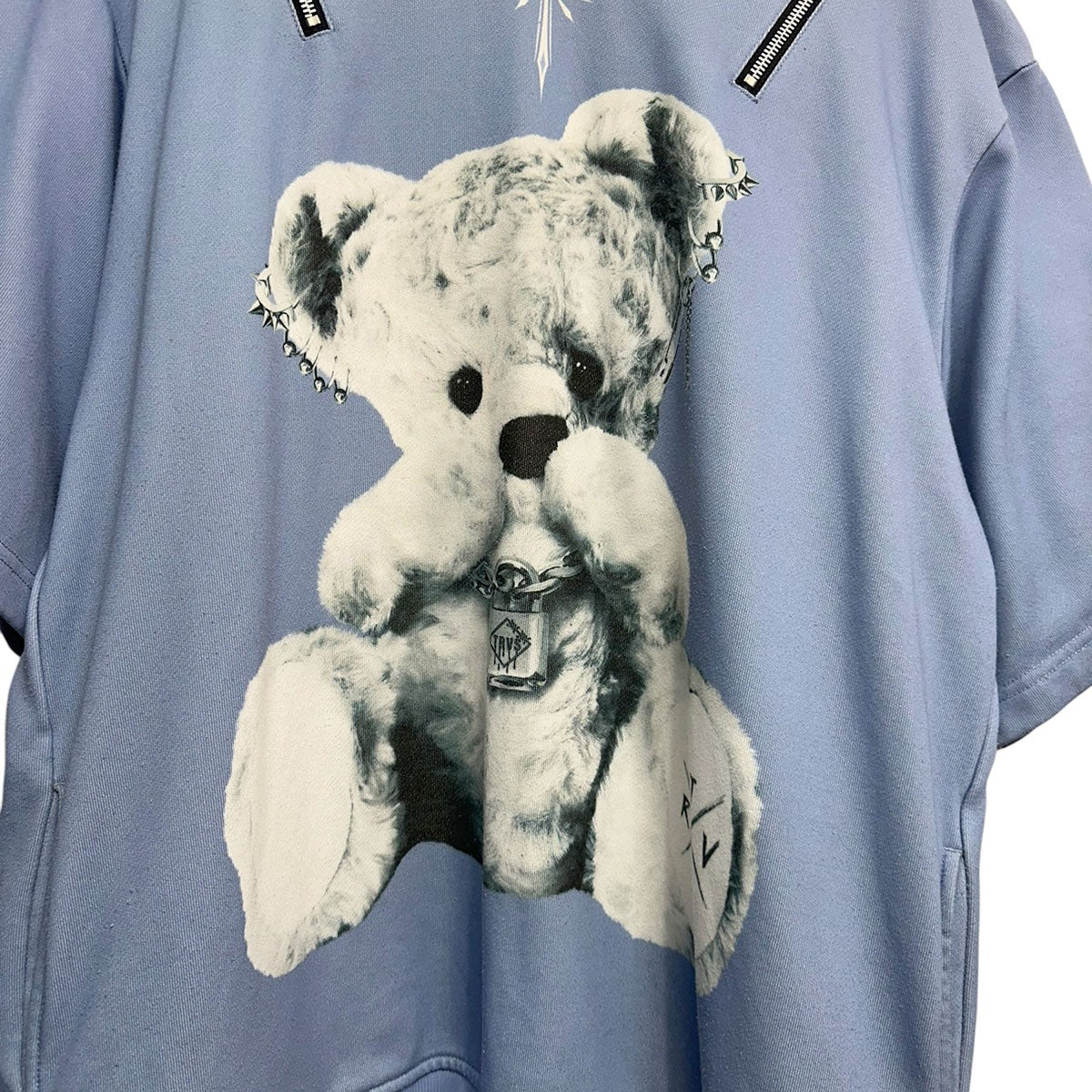 TRAVAS TOKYO Punkish bear shoulder zip H／S hoodieパンキッシュベアショルダージップハーフスリーブフーディーTR22-E09 古着・中古-4枚目のアイテム画像