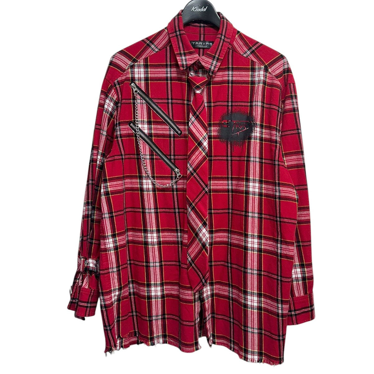 TRAVAS TOKYO REVENGE PUNKS Necktie shirtsネクタイ付きチェックシャツTR23-G02 古着・中古-1枚目のアイテム画像