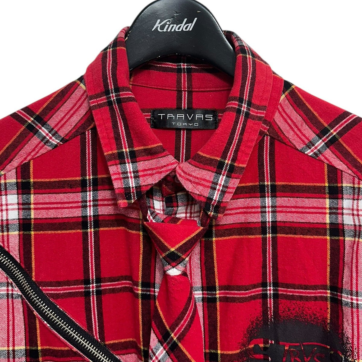 TRAVAS TOKYO REVENGE PUNKS Necktie shirtsネクタイ付きチェックシャツTR23-G02 古着・中古-3枚目のアイテム画像