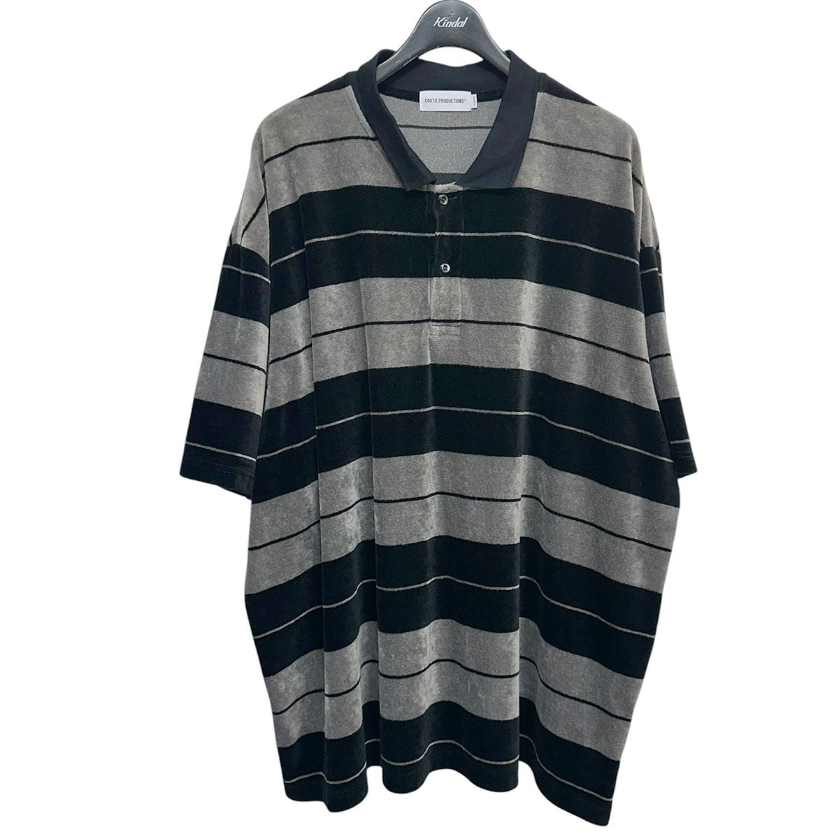 Velour Border S／S Poloオーバーサイズベロアボーダー半袖ポロシャツ