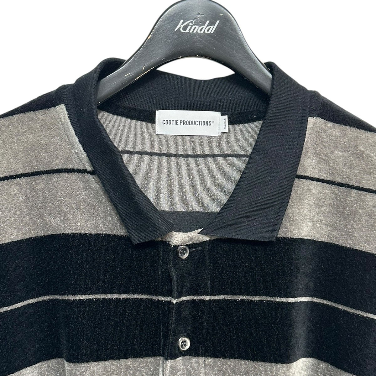 Velour Border S／S Poloオーバーサイズベロアボーダー半袖ポロシャツ