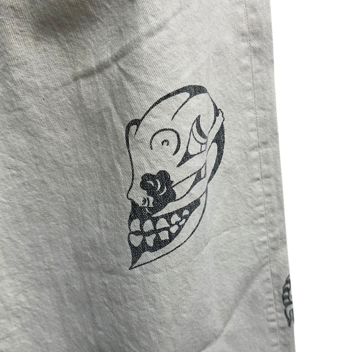 TATTOO FLASH PRINT MODERN DENIM WIDE CUTタトゥーフラッシュプリントデニムパンツ