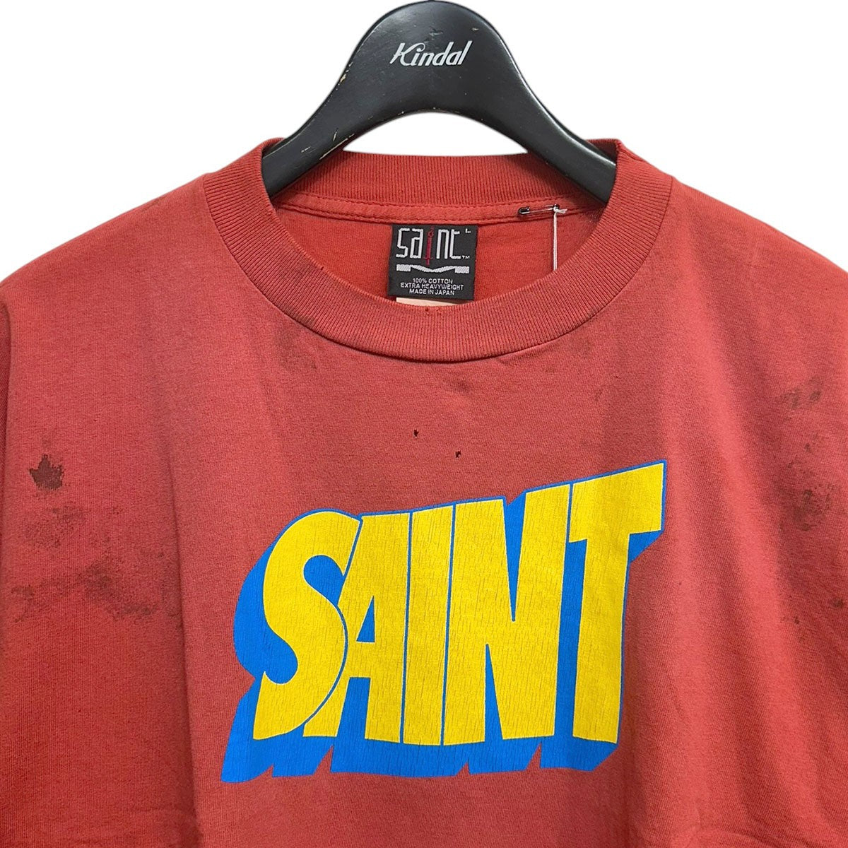 25AWSS TEE／SAINTエイジング加工ロゴプリントTシャツSM-HR1-0000-025