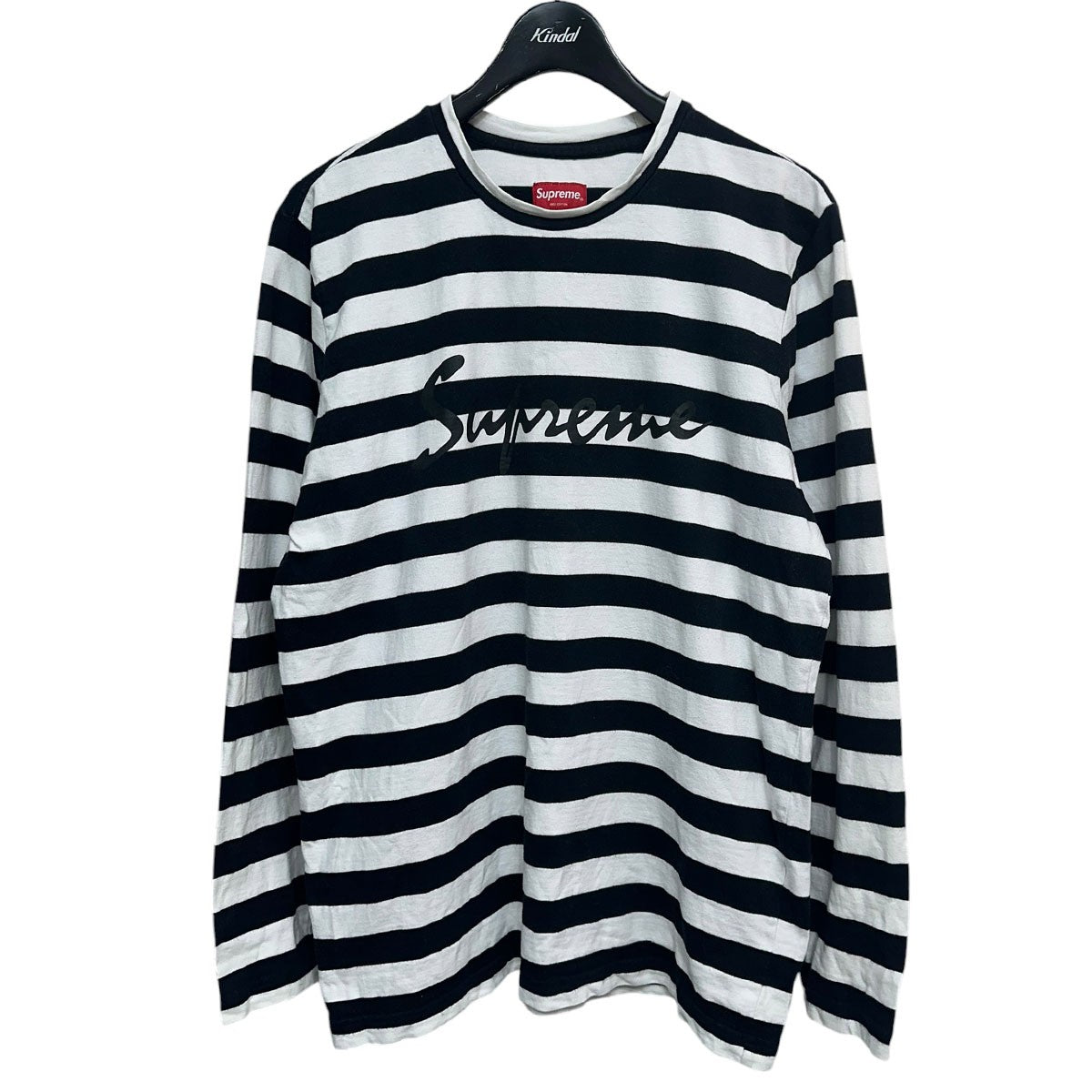 16AWMedium Stripe L／S Teeロゴプリントボーダー長袖Tシャツ