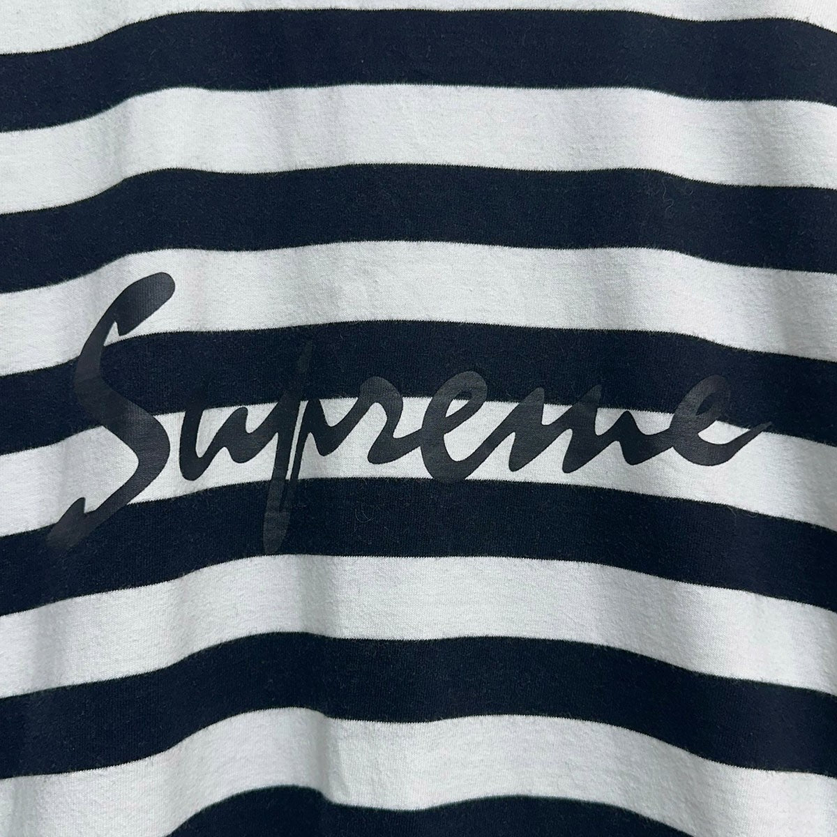 16AWMedium Stripe L／S Teeロゴプリントボーダー長袖Tシャツ